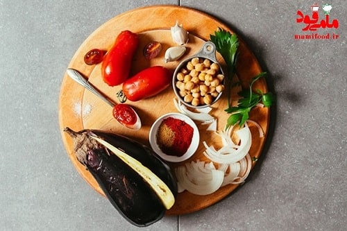 خوراک نخود و بادمجان مراکشی